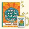 Funny Teacher Gift Set Showing Coloring Book and Mug That Says I Wish May Would Last Longer