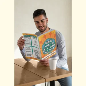 Man Reading Funny Teacher Coloring Book And Smiling