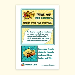 Funny Teacher Luxury Gift Set Personalized Card Comic Book Style